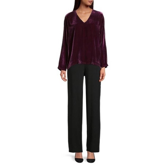 Eileen Fisher Velvet Dolman Sleeve Top in Sweet Plum XL NWT